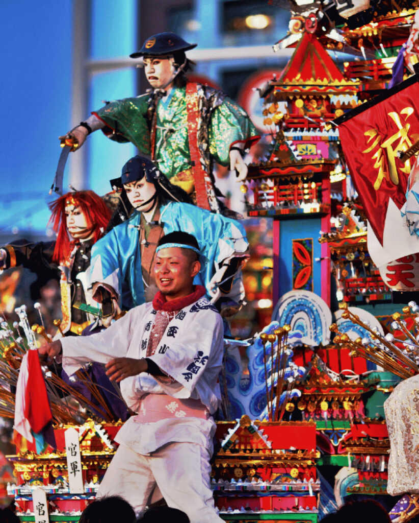 Travellers enjoying a traditional Japanese festival