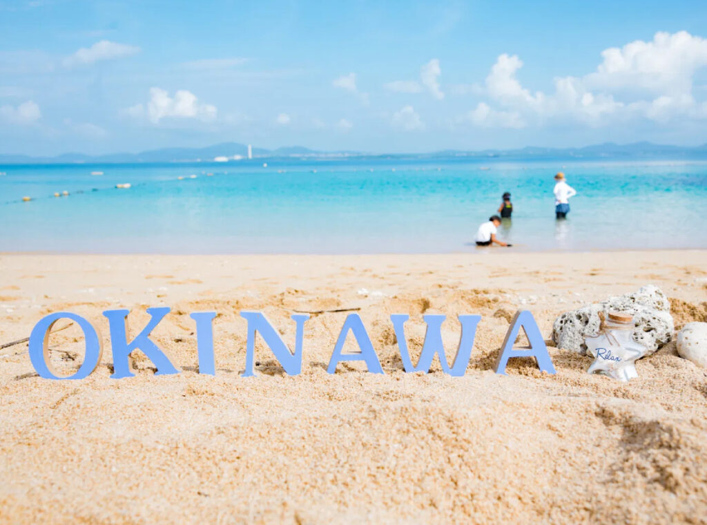 Okinawa beach with turquoise sea, Japan