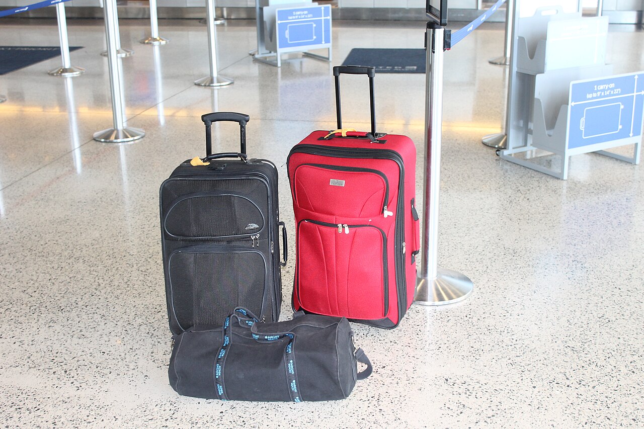 Luggage awaiting loading at airport IMG